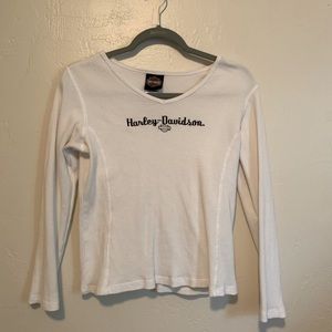 Harley Davidson thermal long sleeve tee embroidered logo biker grunge streetwear